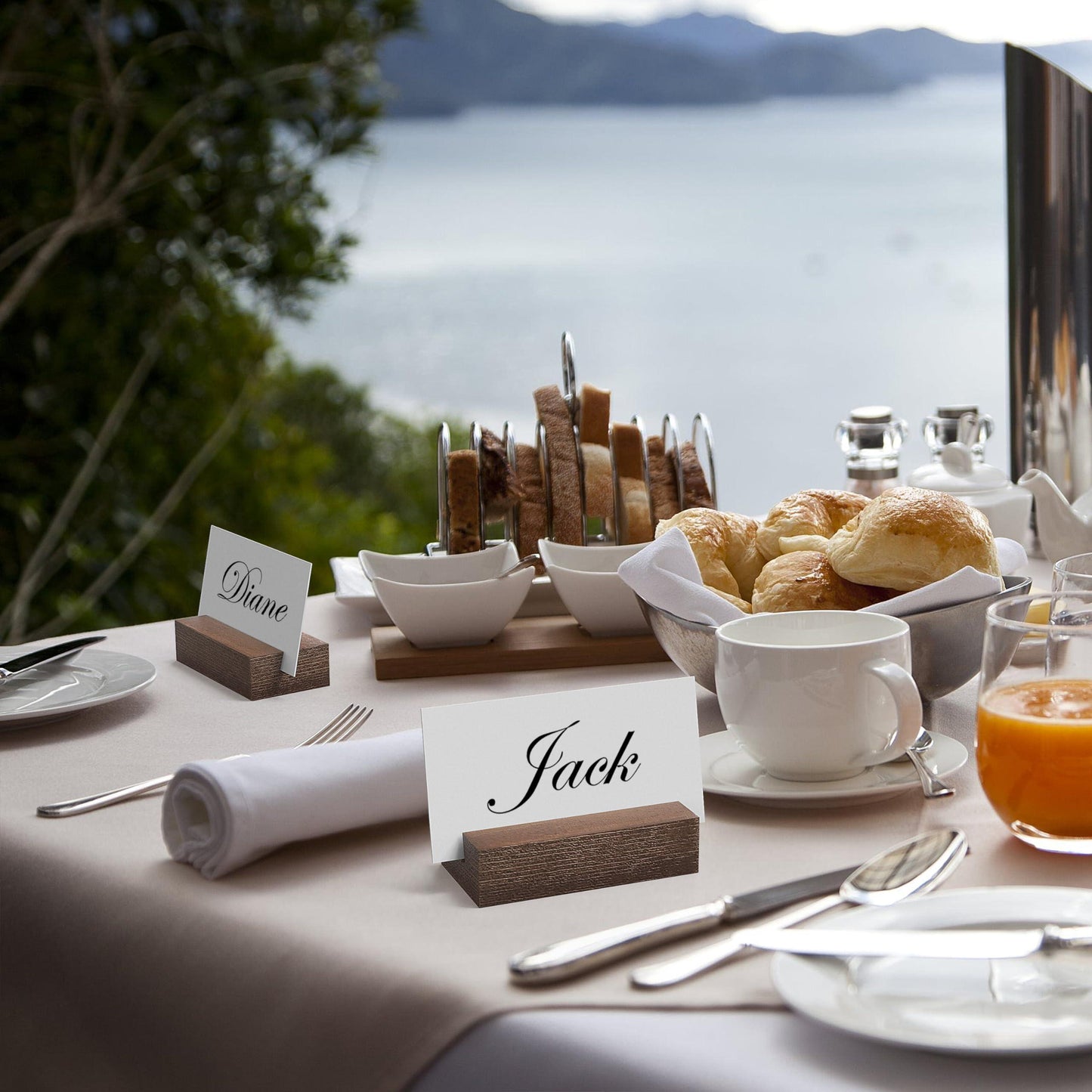 12-Pack Wooden Place Card Holders for Table Display