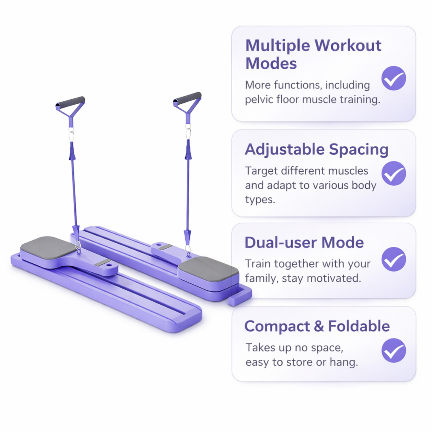7-in-1 Foldable Pilates Reformer Board with Resistance Bands