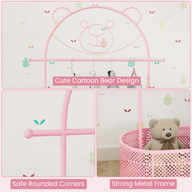 Kid Clothes Rack with 3 Adjustable Heights and Wheels