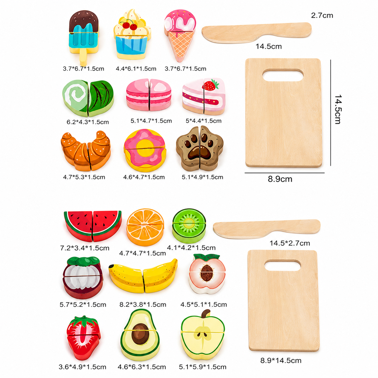 Montessori Wooden Play Food Set – Kids Kitchen Cutting Toy
