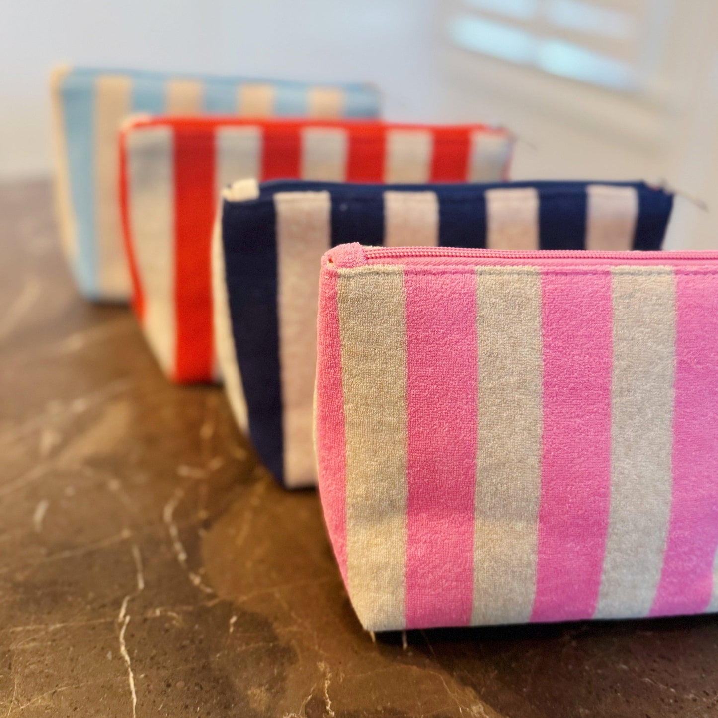 Striped Travel Cosmetic Pouch Organizer