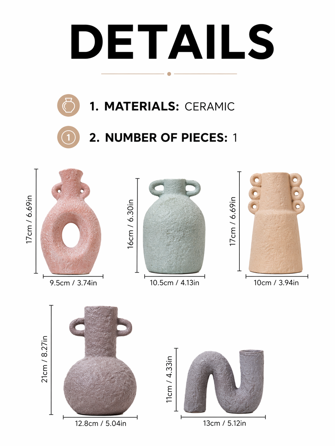 Wabi-Sabi Ceramic Decorative Vase – Modern Rustic Sculpture