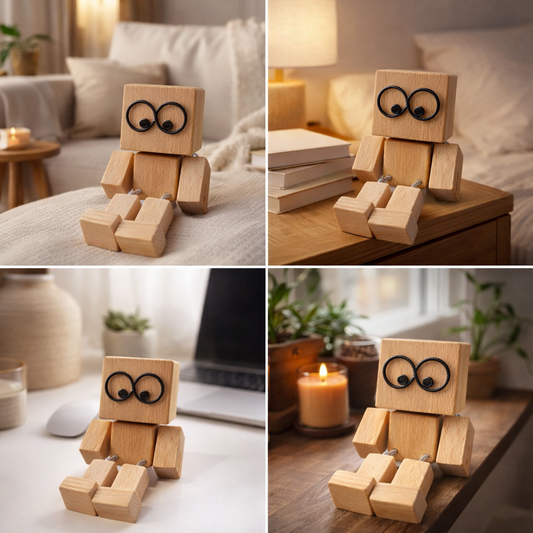 Wooden Shaking Man Figurine – Handmade Desk