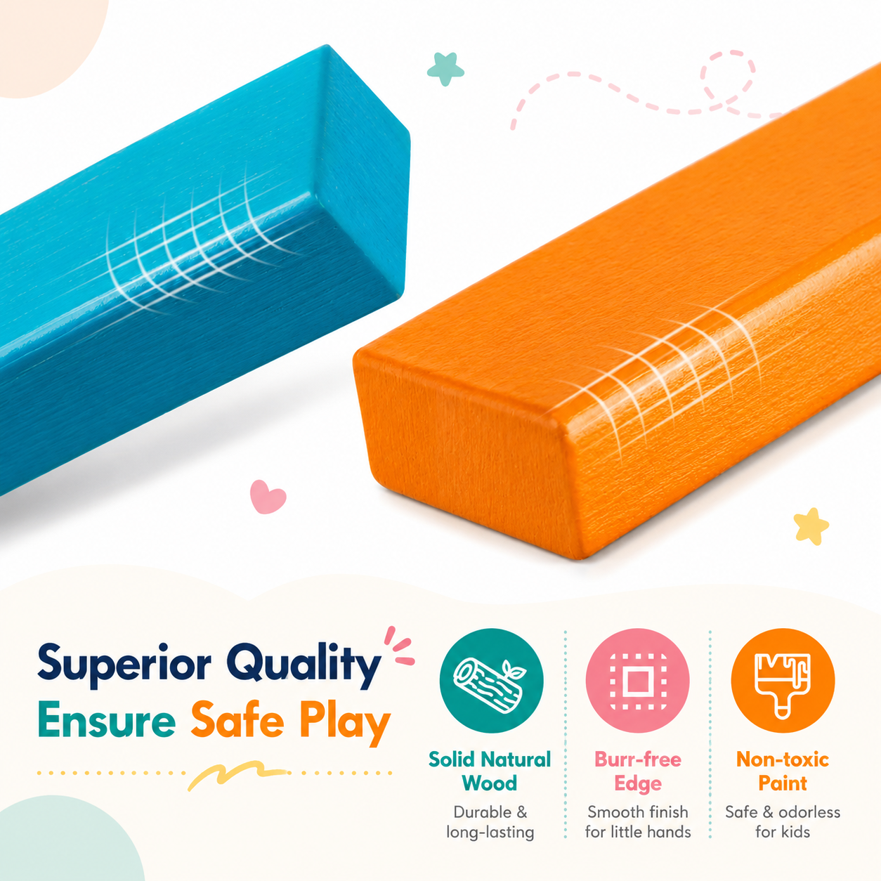 Wooden Stacking Blocks Balance Game with Dice & Storage Bag