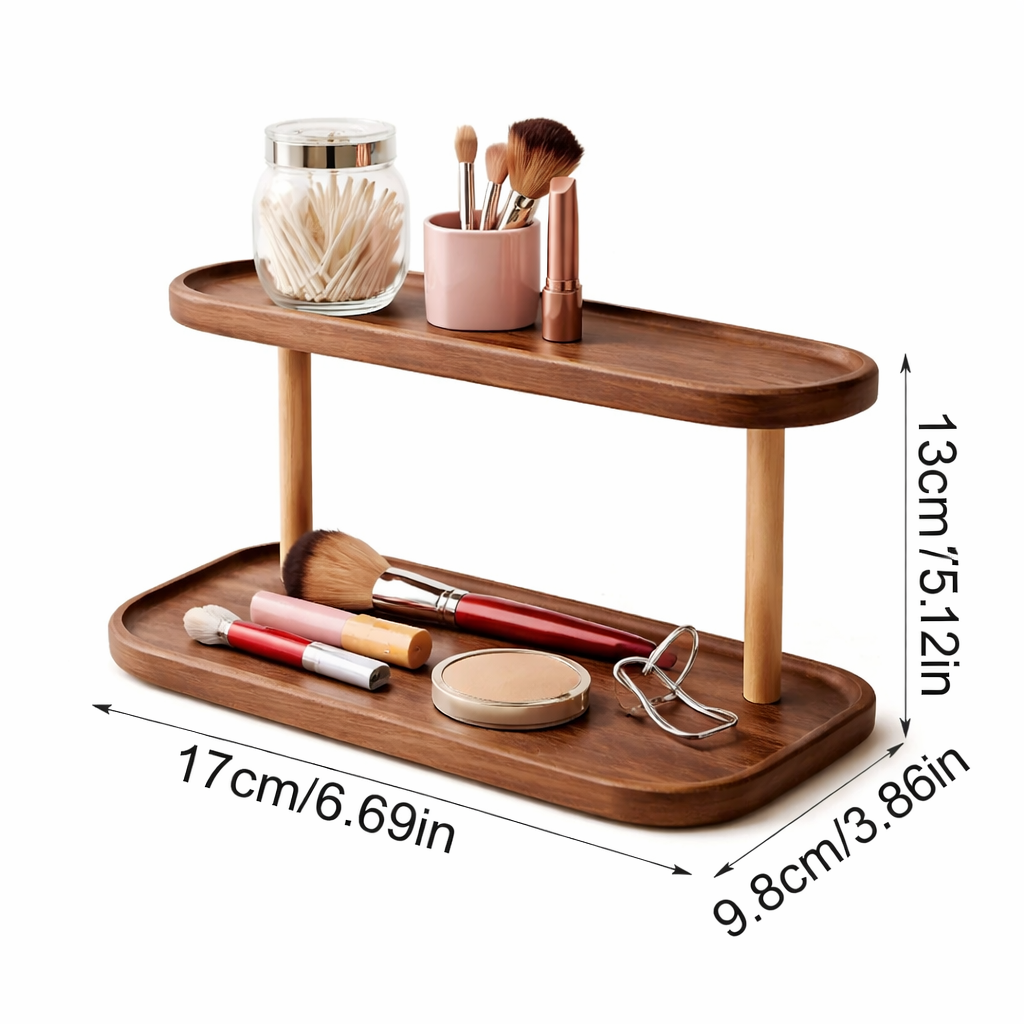 Minimal Wooden Desk Organizer Shelf – 2-Tier Storage Rack