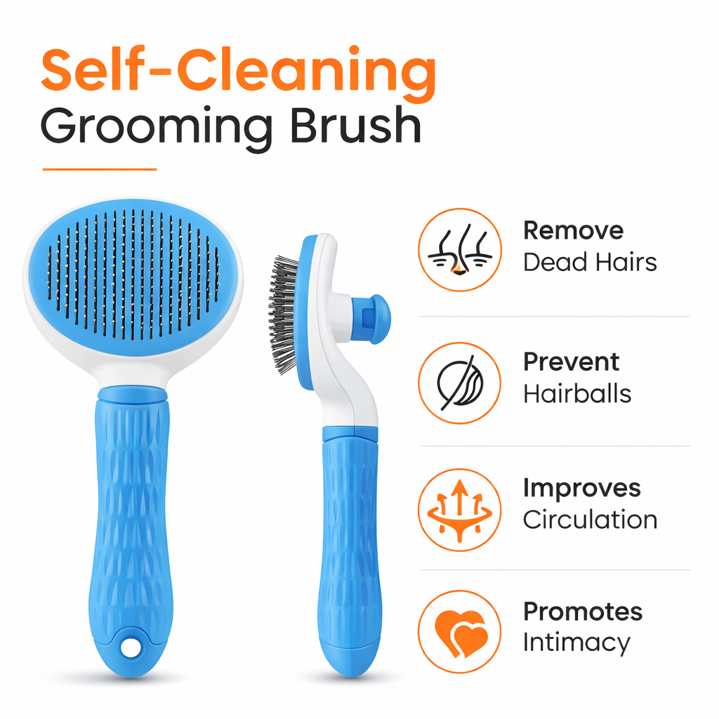 Self-Cleaning Pet Grooming Brush for Cats and Dogs
