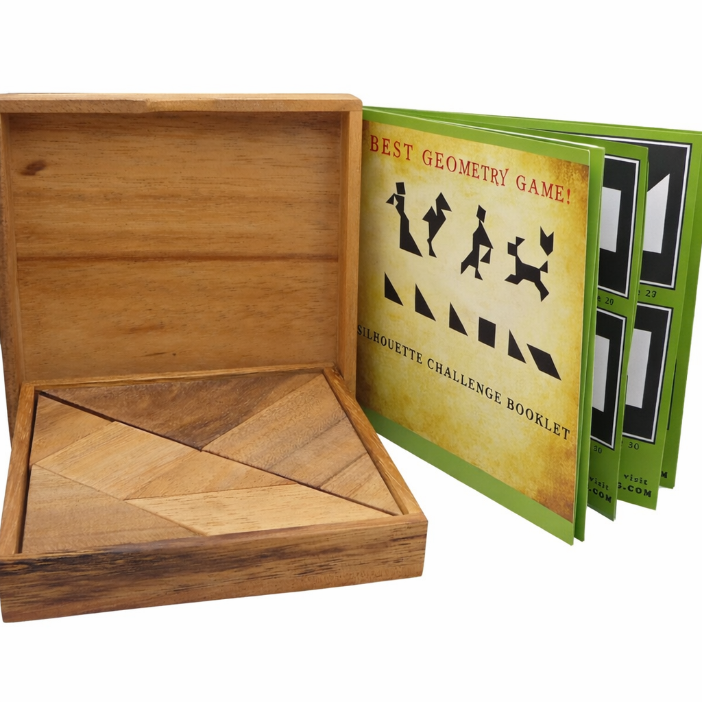 Wooden Tangram Puzzle Brain Teaser with Storage Box