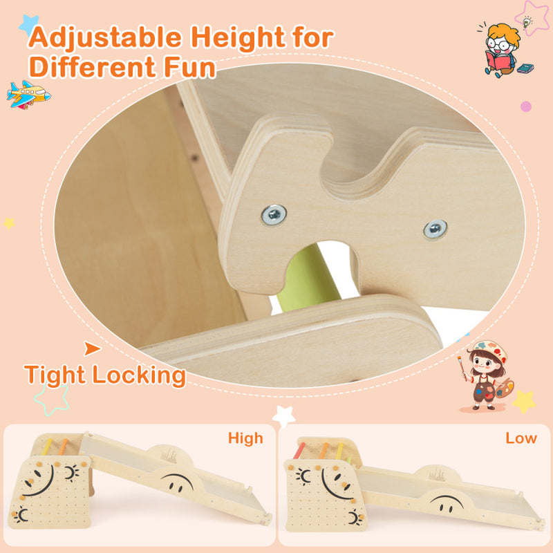 Wooden Climbing Toy Triangle Climber Set with Seesaw