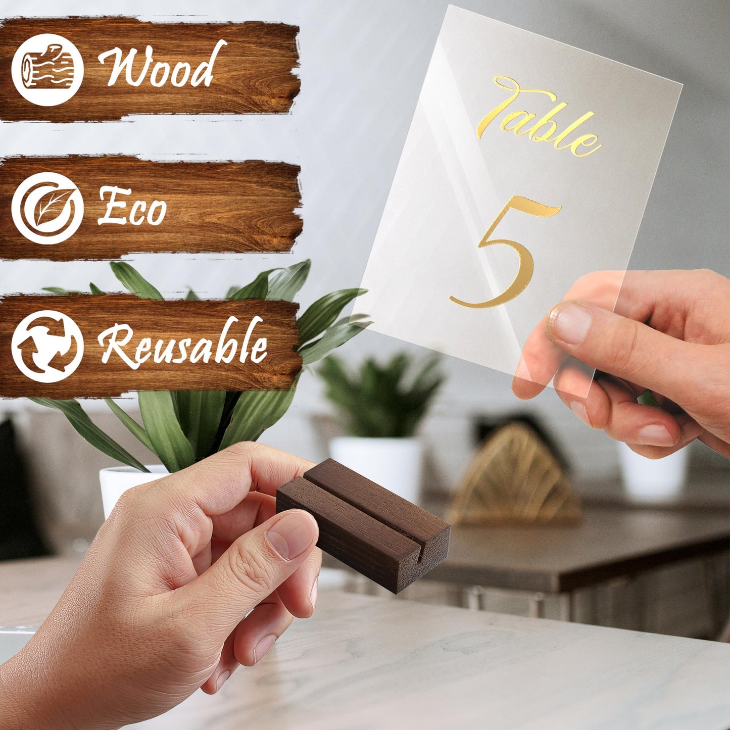 12-Pack Wooden Place Card Holders for Table Display