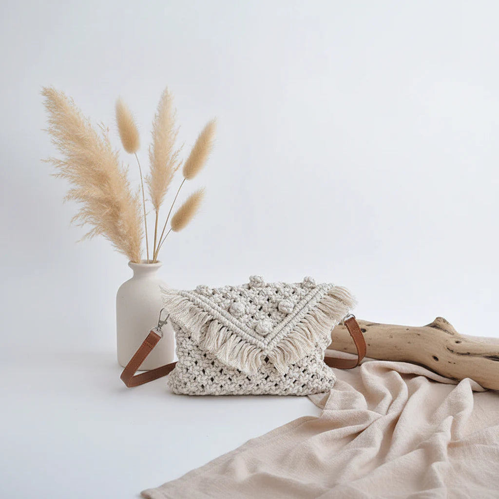 Crossbody Cotton Thread Woven Bag Women Tassel Bag Cover Shoulder Straw Bag