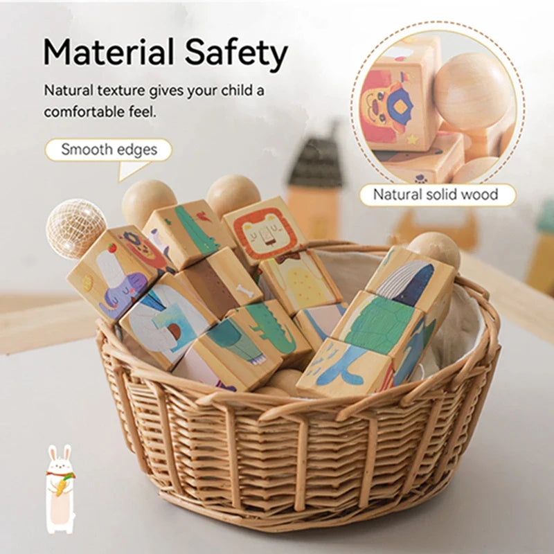 Baby Wooden Rotating Jigsaw Puzzle Hand Bell Toy Baby Mobile Musical Rattle Toy Montessori Puzzle Game for Babies Newbaby Gift