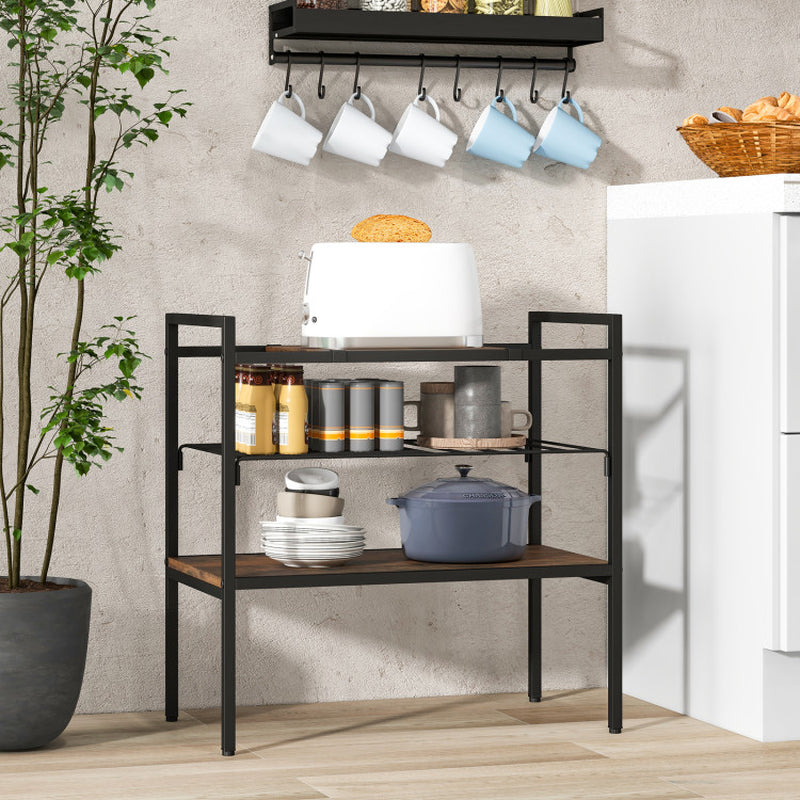 3-Tier Industrial Entryway Table with Removable Panel and Mesh Shelf