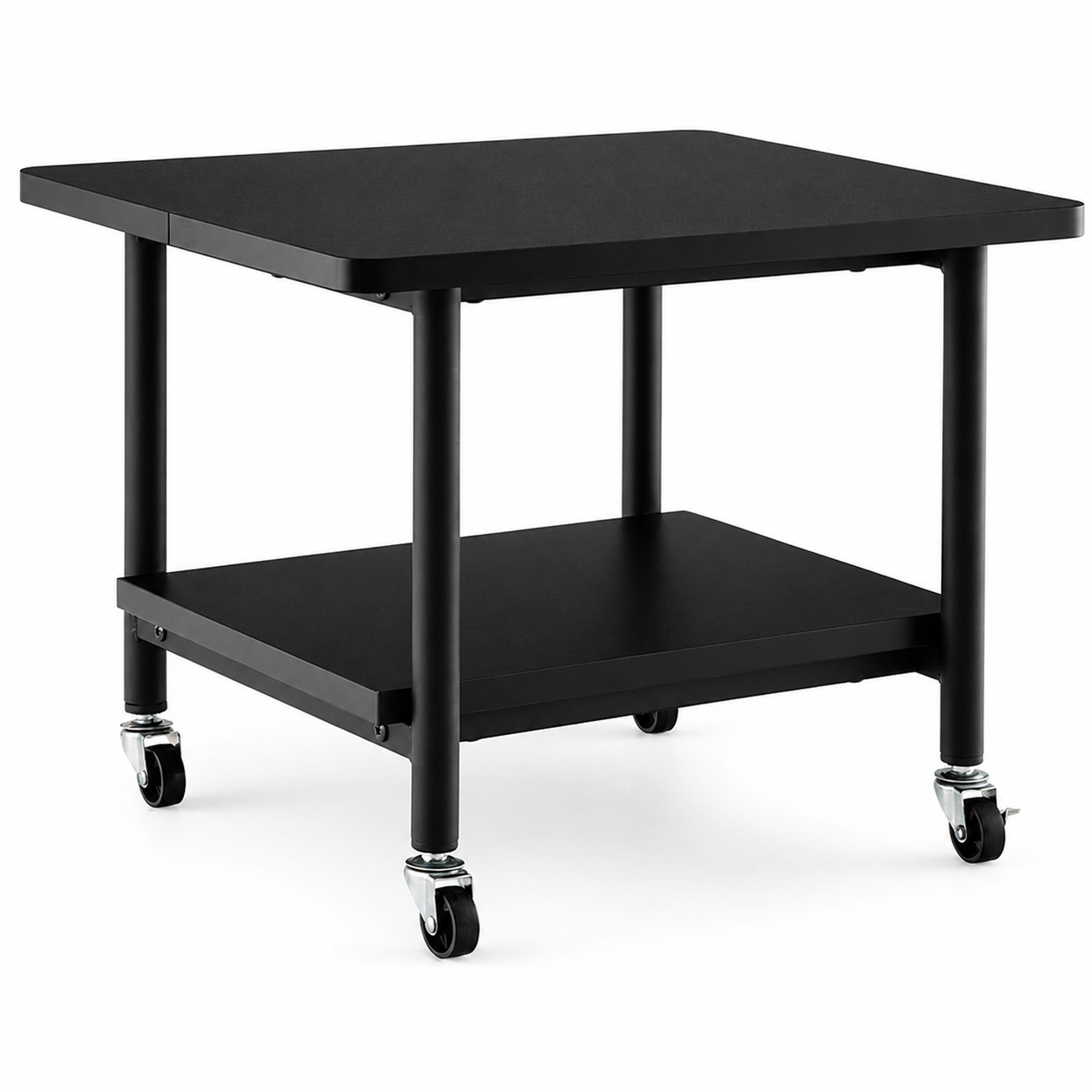 2-Tier Rolling Cart with Storage Shelf and Lockable Wheels