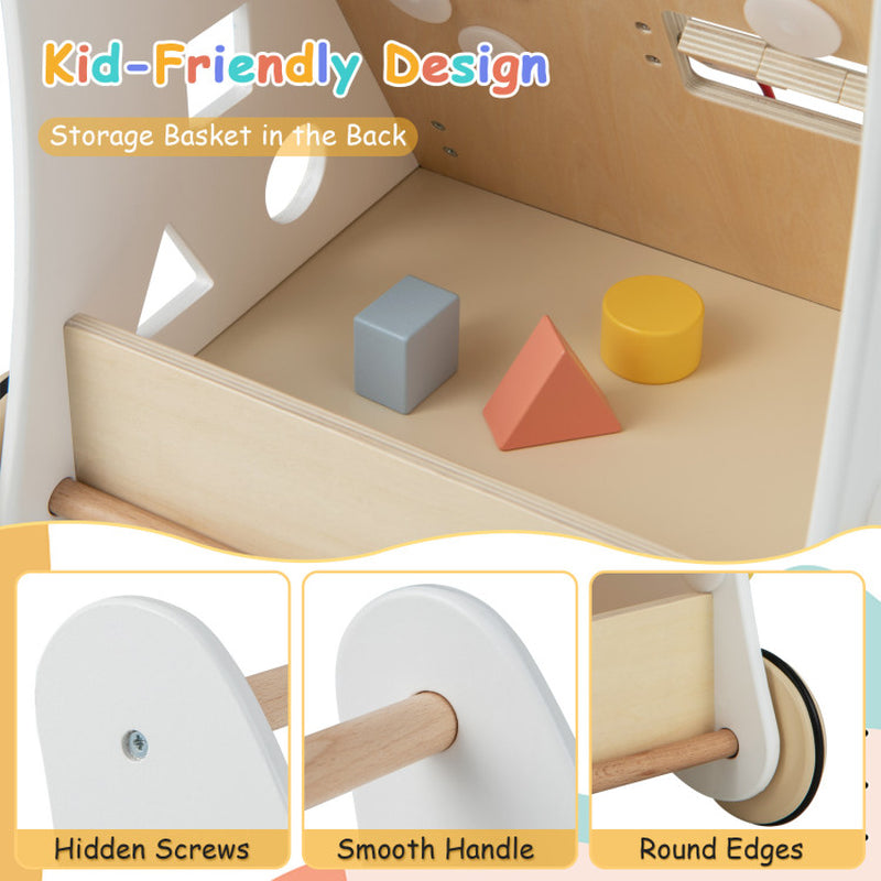 Wooden Baby Walker with Multiple Activities Center for over 1 Year Old