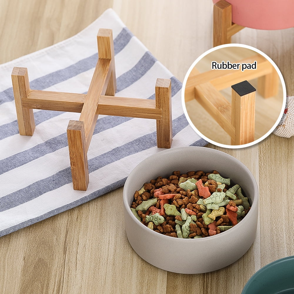 Lionwei Elevated Ceramic Cat & Dog Bowl with Anti-Slip Stand for Pets, White