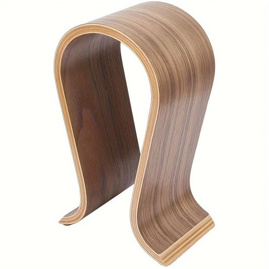 Headphone Stand U-Shaped Wooden, Wooden Headphone Stand Desktop Headphone Display Stand, Suitable for Almost All Headphones.