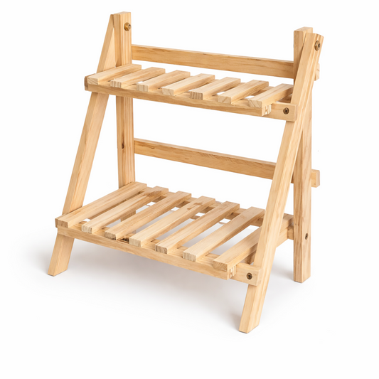 2-Tier Wooden Display Stand for Desk and Shelf Organization