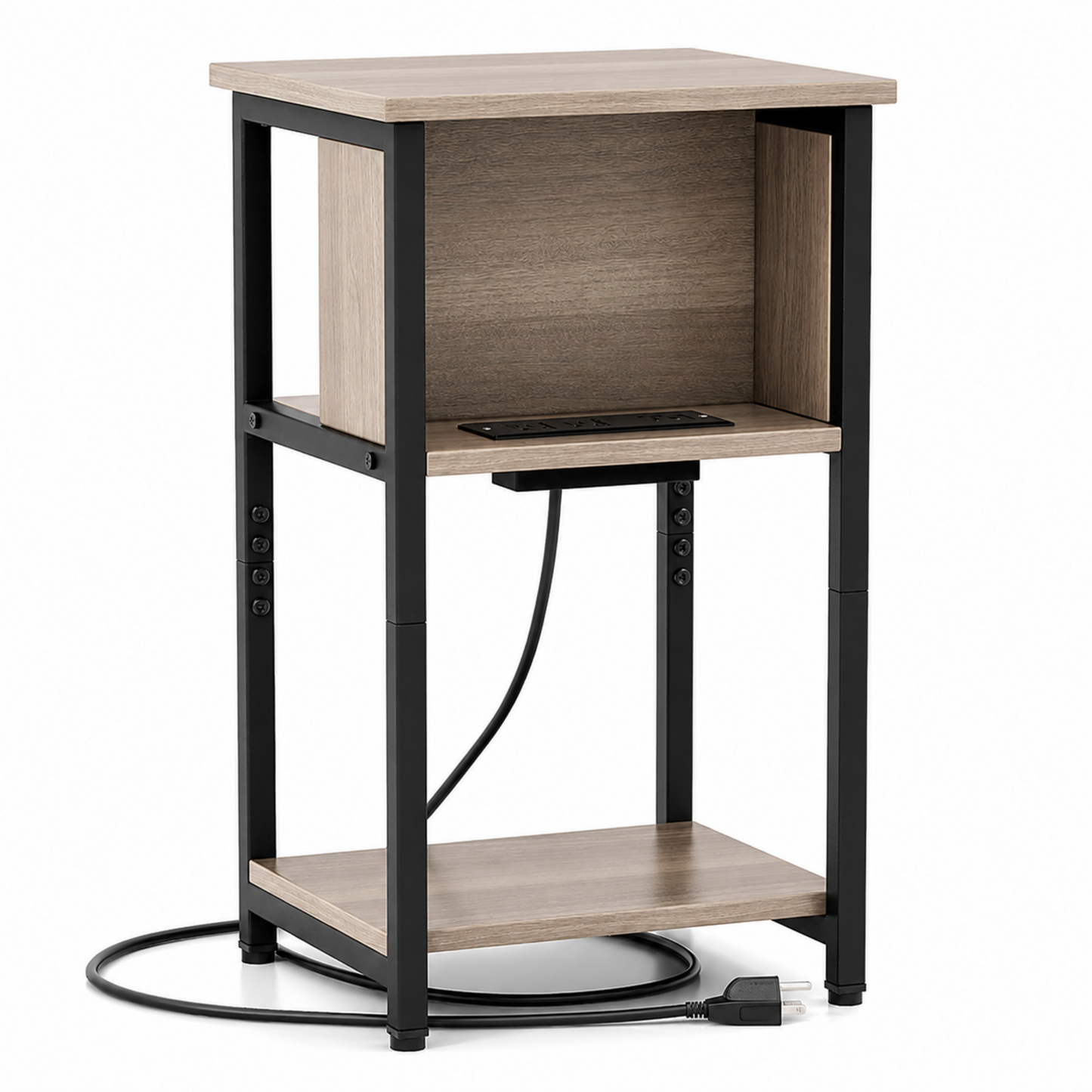 3-Tier End Table with USB Ports and Power Outlets