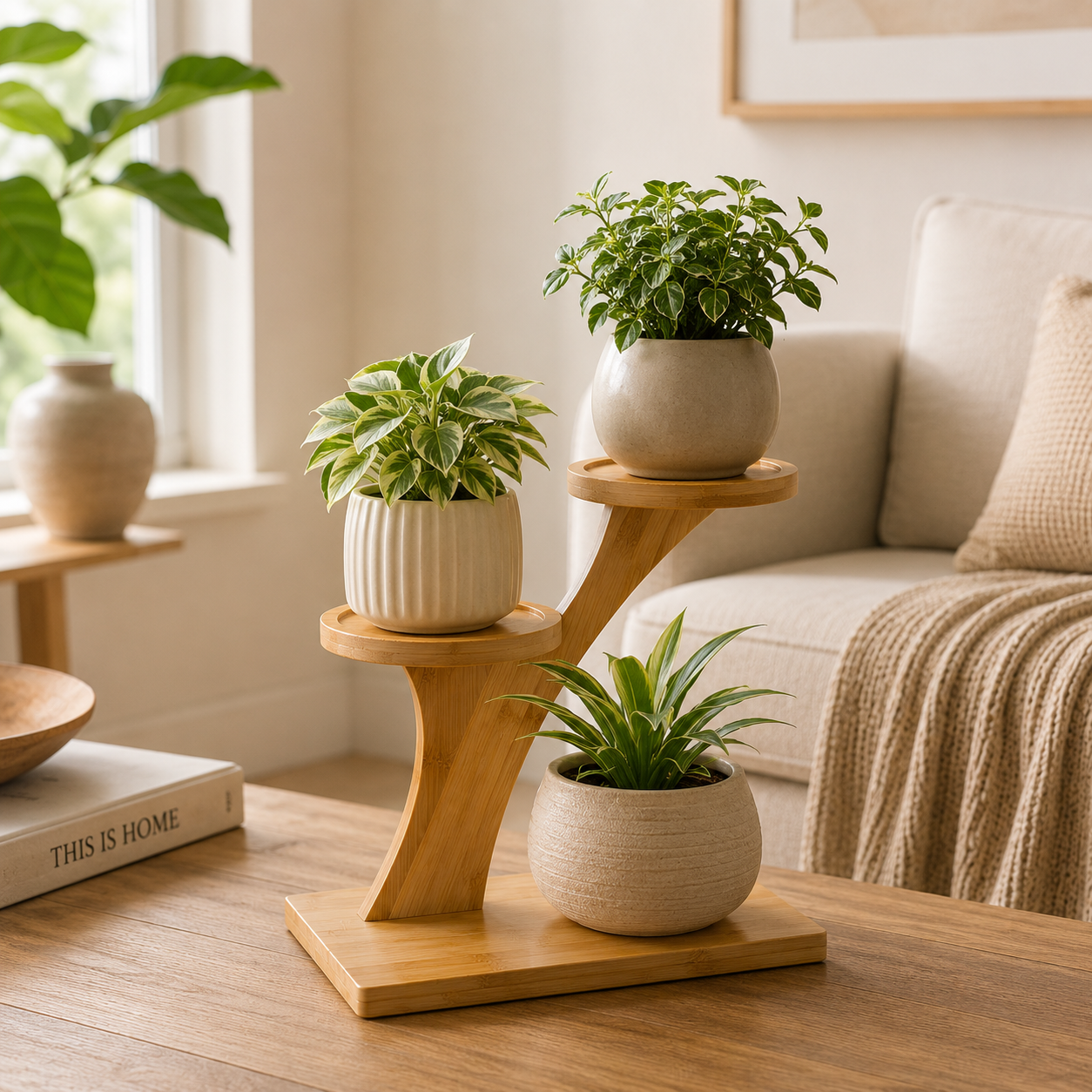 3-Tier Wooden Plant Stand – Succulent Shelf