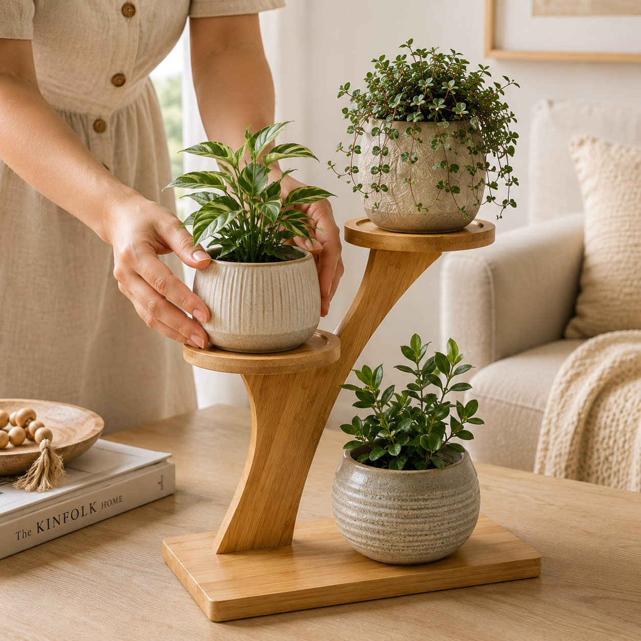 3-Tier Wooden Plant Stand – Succulent Shelf