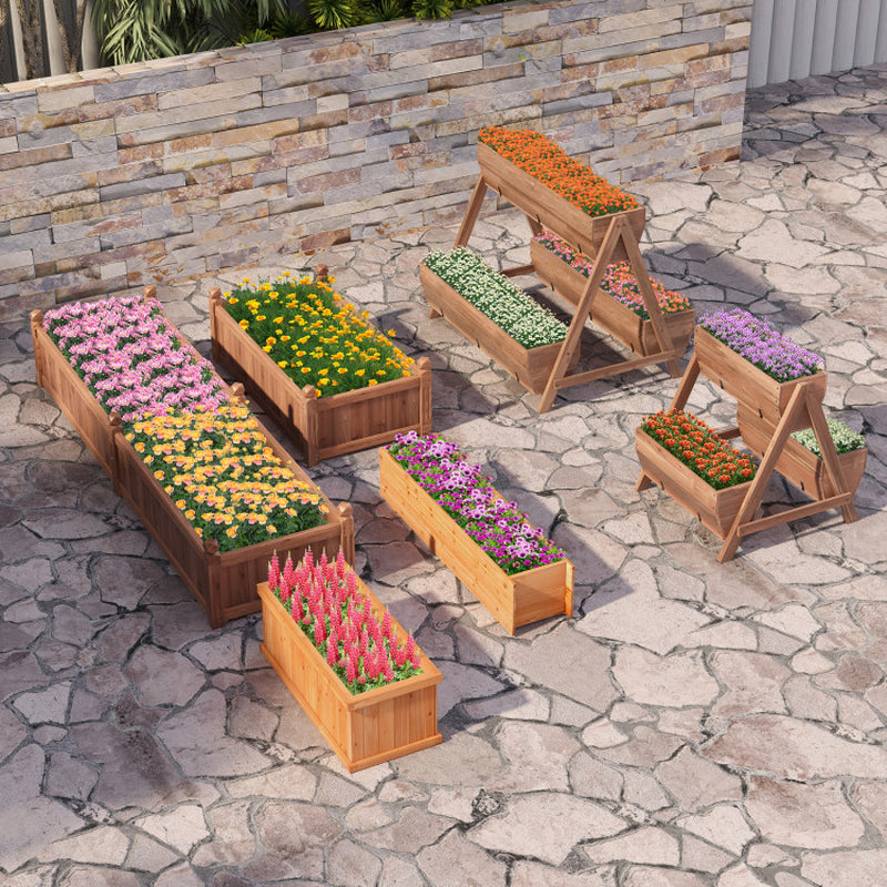 Freestanding Vertical Raised Garden Bed with 3 Wooden Planter Boxes