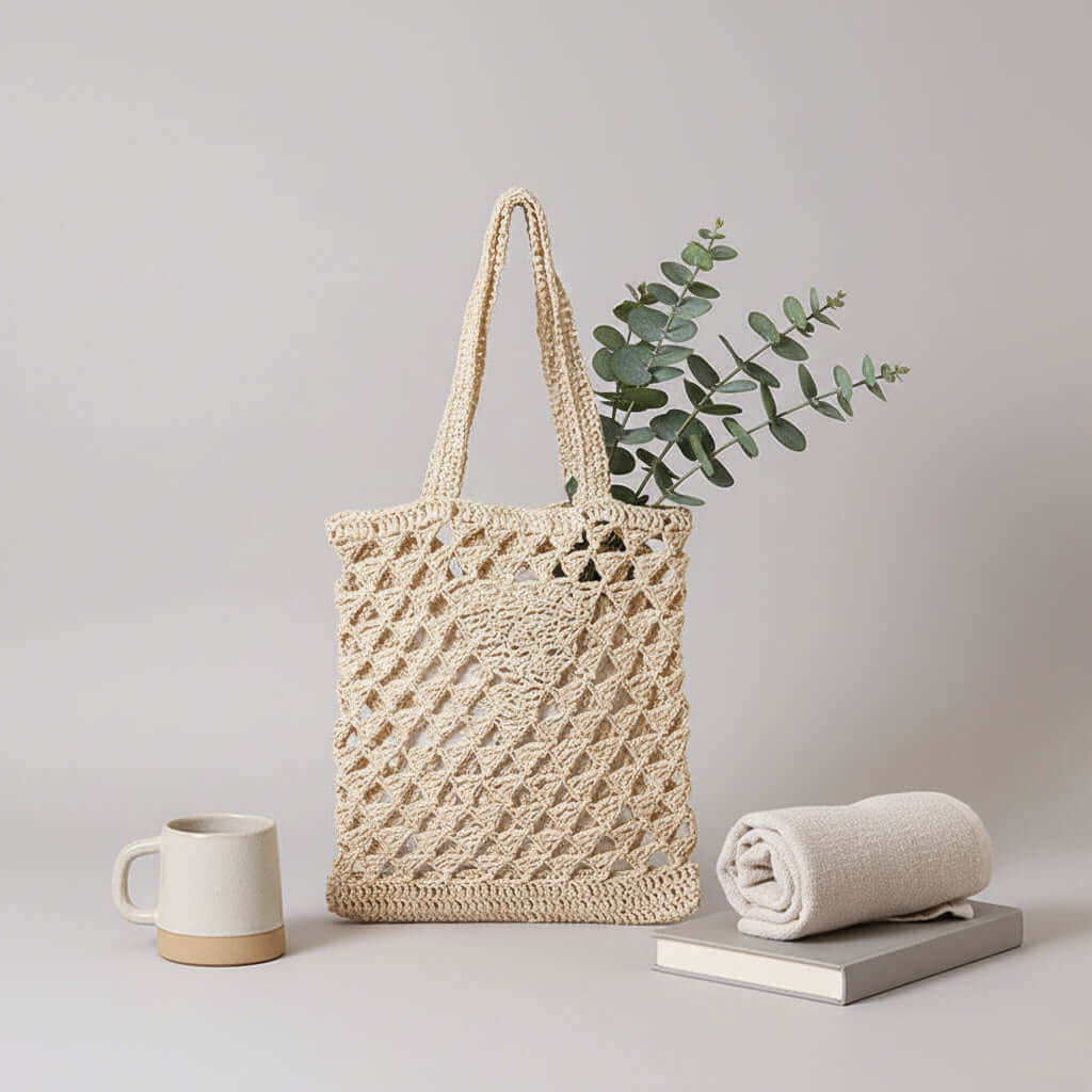 One Shoulder Straw Beach Bag Casual Hollow Out