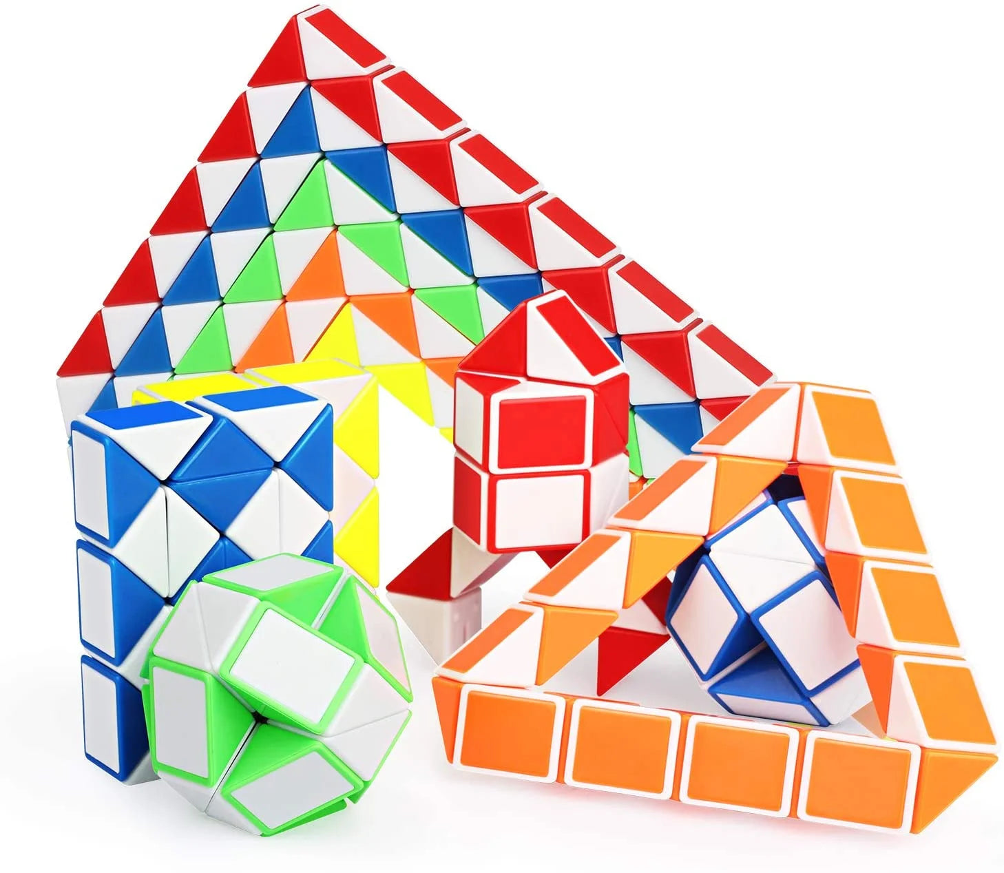 Fidget Snake Cubes 10 Pack, Sensory Twist Puzzle Toys for Kids & Families, Educational Brain Teasers, Random Colors, Great for Goodie Bags & Party Favors