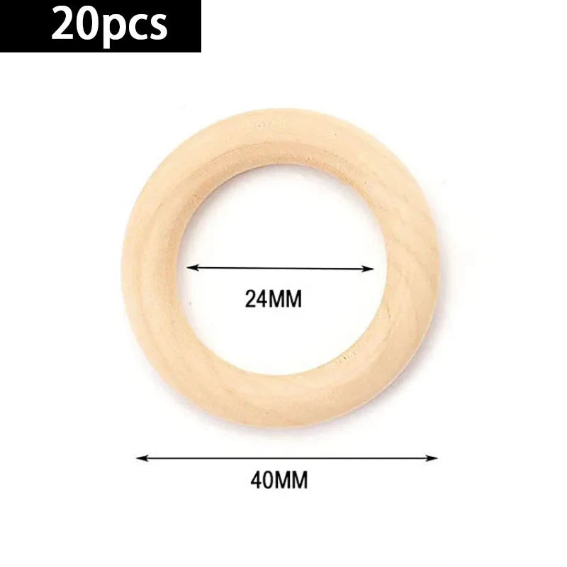 20Pcs Wooden Rings for Crafts, Natural Wooden Rings for Macrame, Unfinished Wood Rings Circles, Macrame Rings Wooden Hoops for DIY Craft Pendant Connectors Jewelry Making Macrame Craft Decorative Wooden Hoop