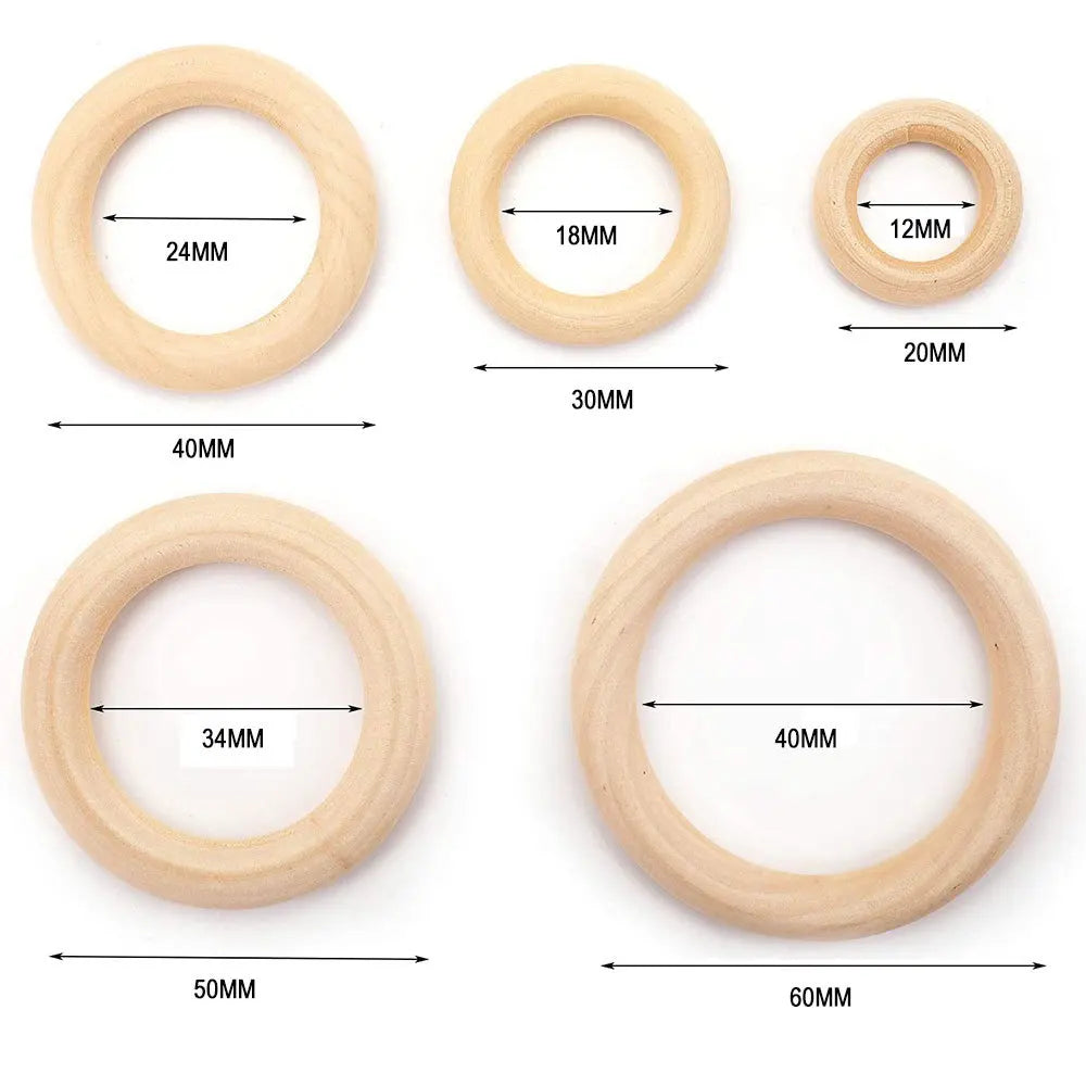 20Pcs Wooden Rings for Crafts, Natural Wooden Rings for Macrame, Unfinished Wood Rings Circles, Macrame Rings Wooden Hoops for DIY Craft Pendant Connectors Jewelry Making Macrame Craft Decorative Wooden Hoop