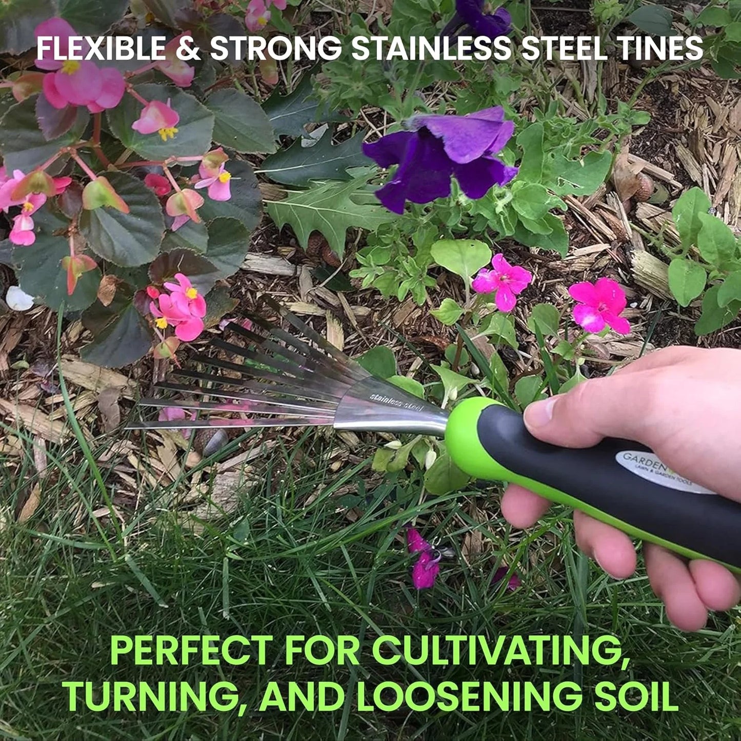 Stainless Steel Hand Rake with Ergonomic Handle