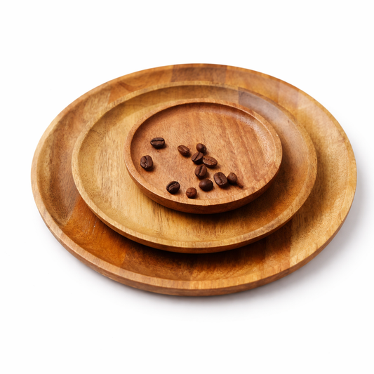 3-in-1 Bamboo Serving Tray Set – Natural Wooden Plates