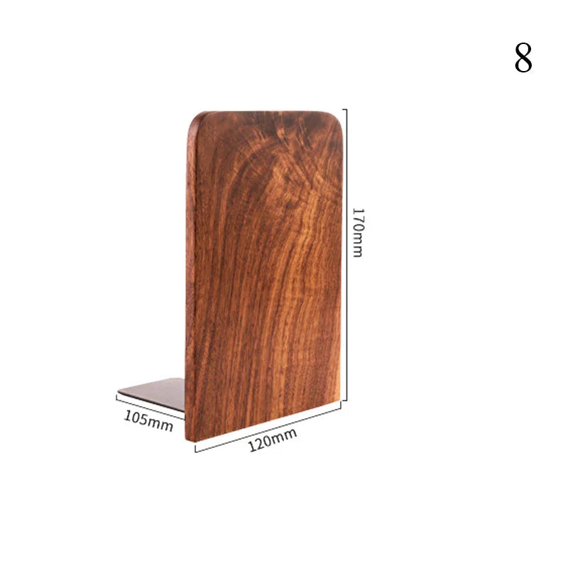 1PC Natural Bamboo Bookend Large Capacity Office Book Ends anti Slip Book Stand Holder Bookshelf Ends for Home Office Library School Study Decoration
