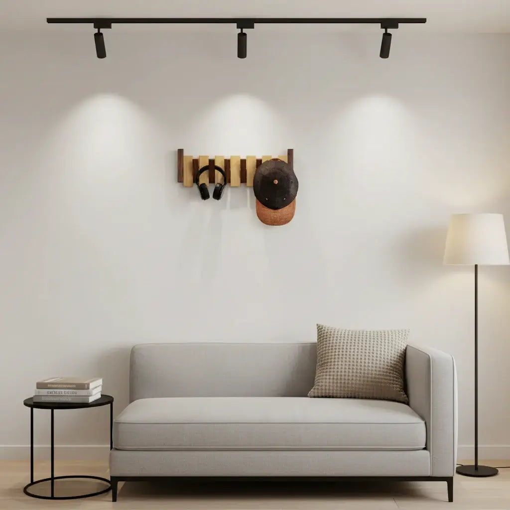 Wooden Wall Coat Rack with Magnetic Hooks for Entryway, Bathroom