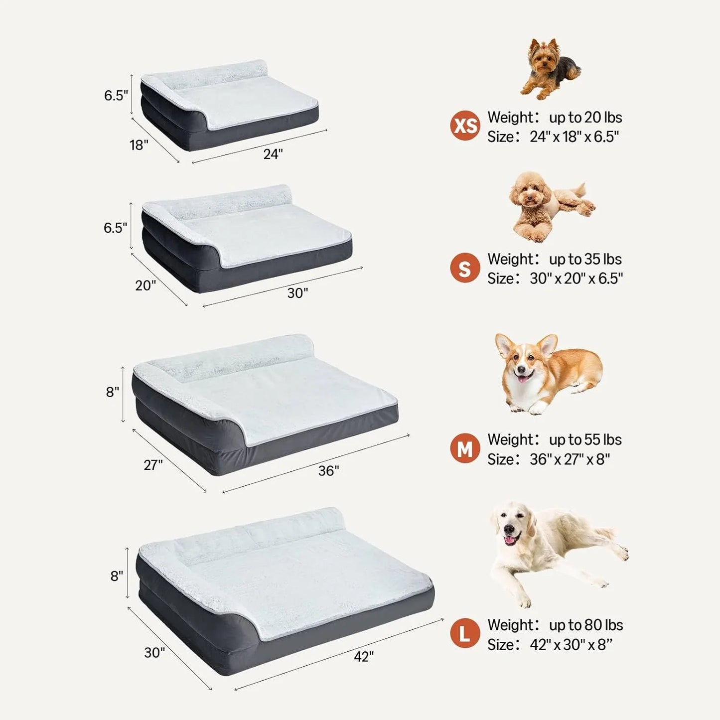 Dog Bed for Small Dogs, Anti-Slip Pet Sofa Bed for Indoor Dogs, Crate Bed, Gray,