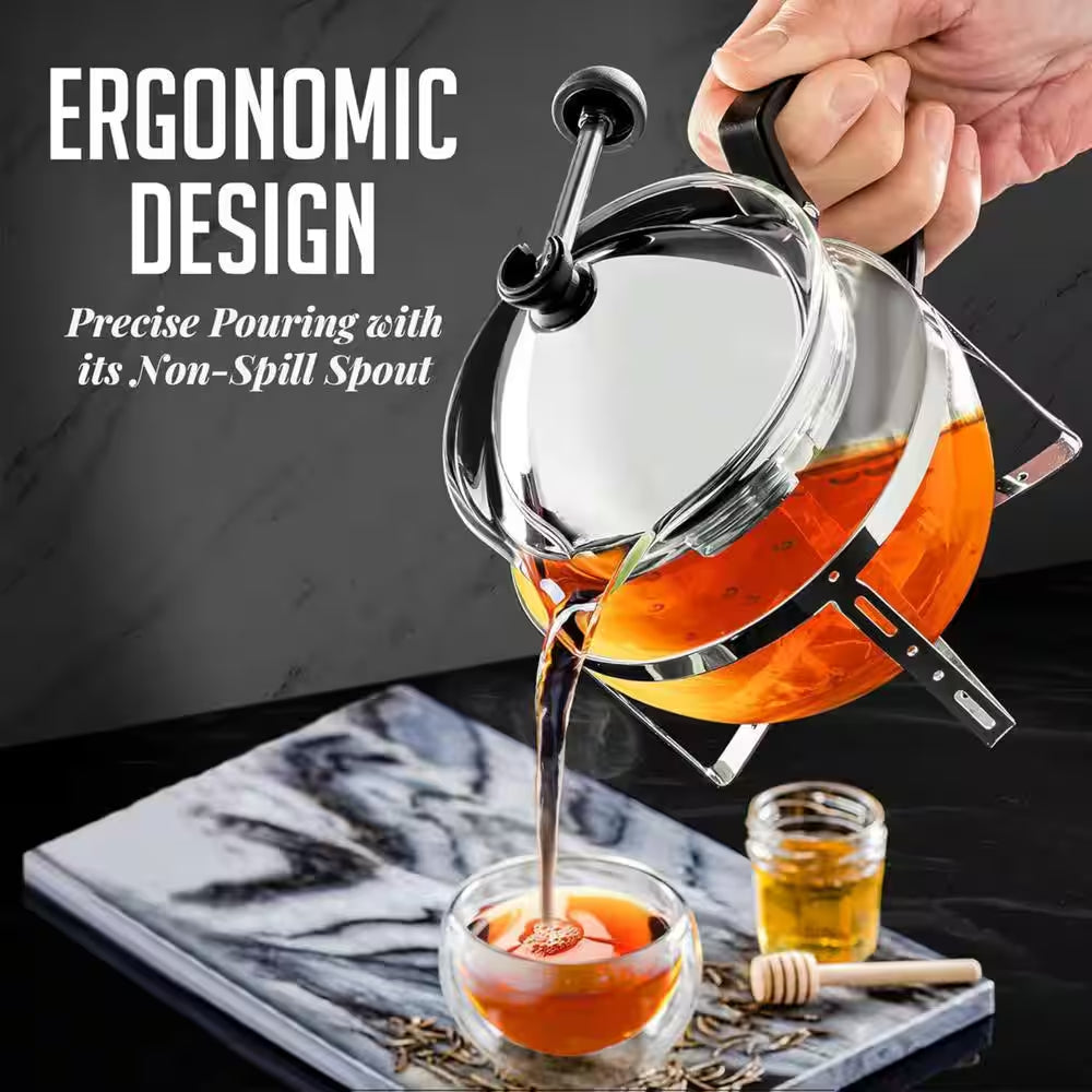 2-Cup Glass Tea Pot with Removable Stainless-Steel Infuser