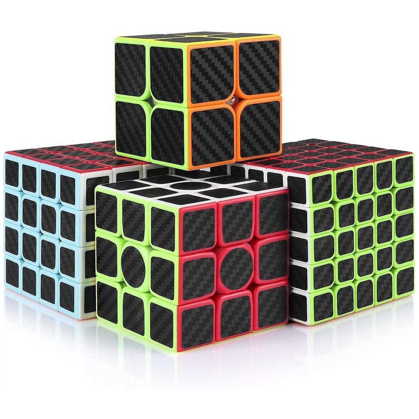 4-Piece Speed Cube Set – 2x2, 3x3, 4x4 & 5x5 Brain Teaser Puzzle