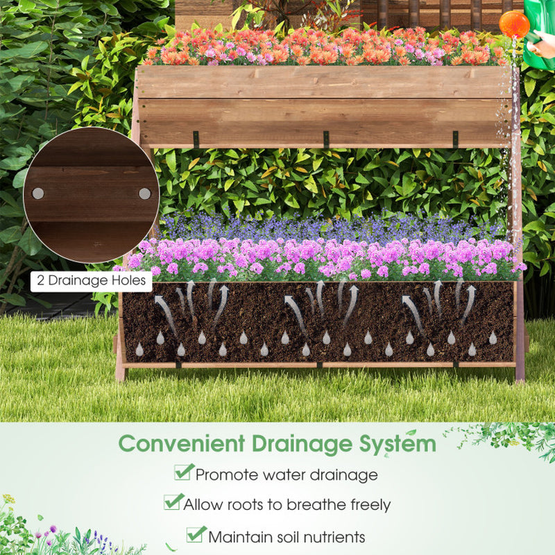 Freestanding Vertical Raised Garden Bed with 3 Wooden Planter Boxes