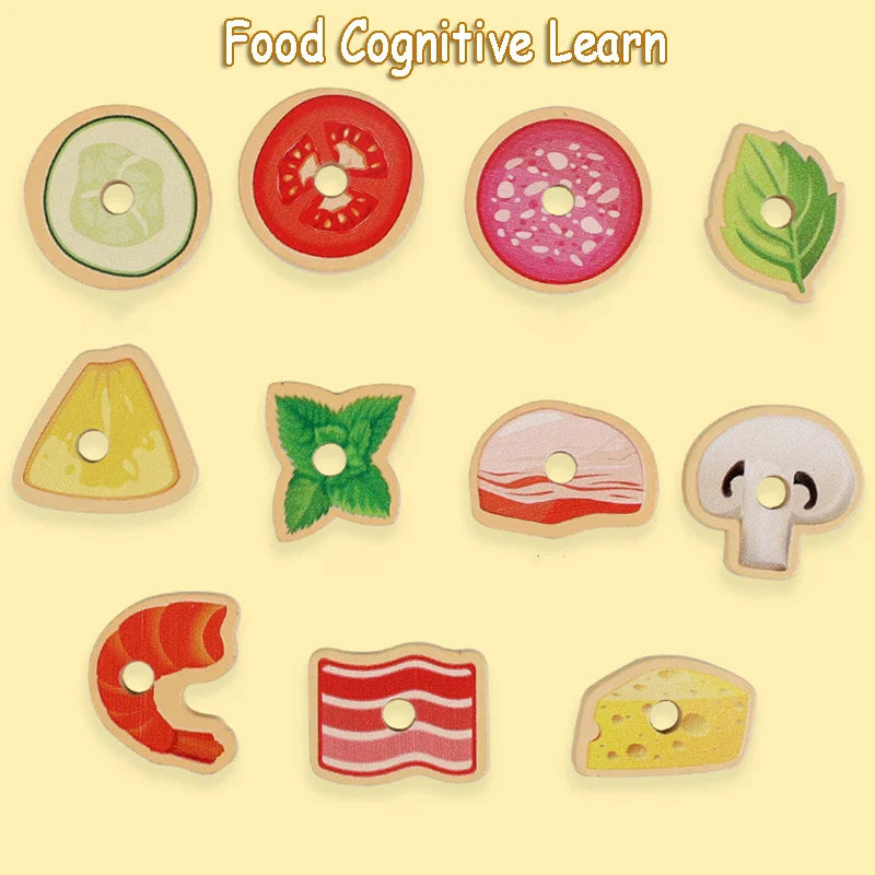 Cutting Play Food Toy for Kids Kitchen,Wooden Pizza Set Pretend Play Kitchen Accessories,Learning Toy Birthday Gifts for Boys Girls Toddlers (Copy)