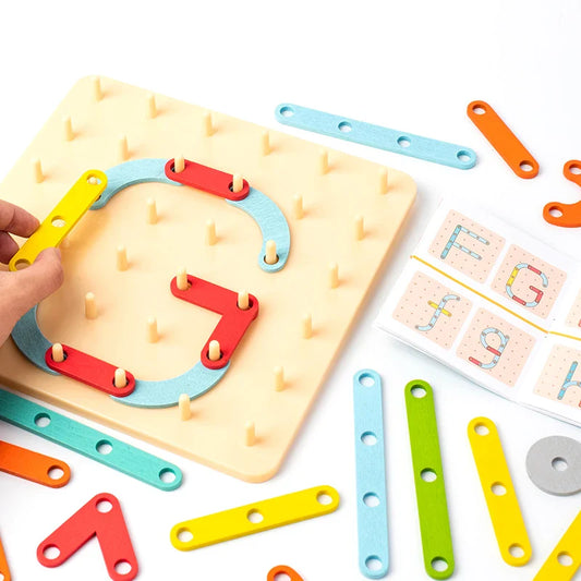 Munyee Hua Wooden Geometric Shapes Puzzle Board, Montessori Educational Toys for Early Childhood，3 Year Old+