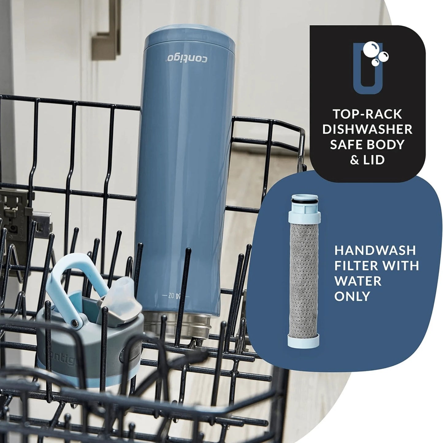 Contigo Wells Chill Stainless Steel 24Oz Water Bottle with Autospout Straw Lid and Filter