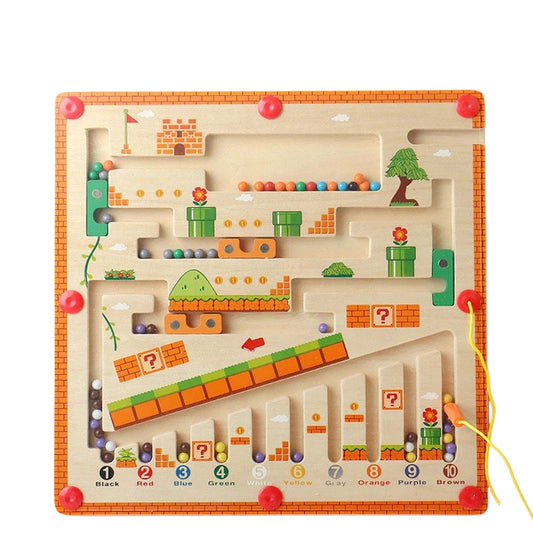 Magnetic Color and Number Maze, Montessori Fine Motor Skills Toys for Girls Boys, Wooden Magnet Maze Board Game, Dinosaur Design Toys for 3 4 5 Years Old Preschool Learning Activities