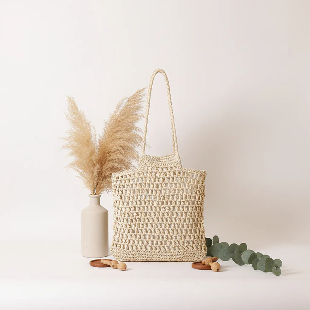Vacation Beach Bag Shoulder Hollow Out Cutout Out Straw Bag Special Interest Design