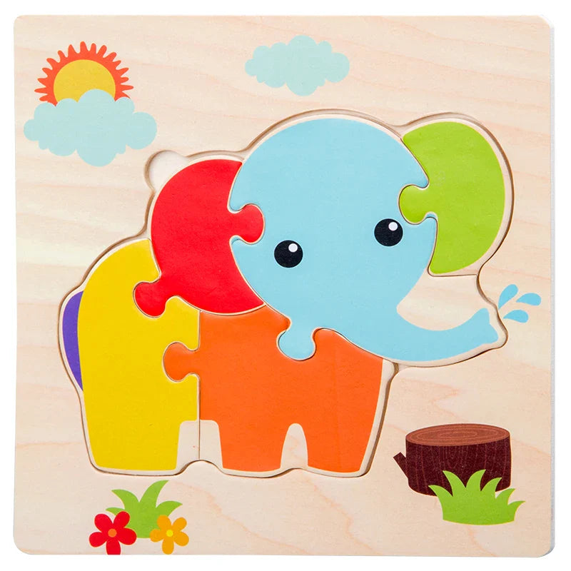 1PC Baby Wooden 3D Puzzles Tangram Shapes Learning Educational Cartoon Animal Intelligence Jigsaw Toys for Children Gift (Copy)
