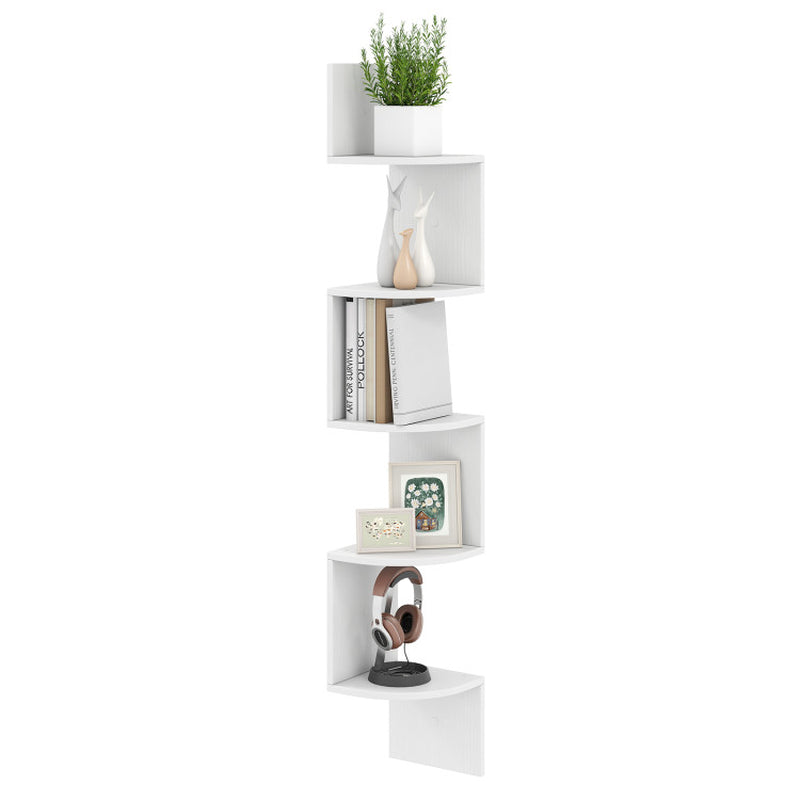5-Tier Corner Shelf Floating Bookshelf Wall Mounted Storage Organizer