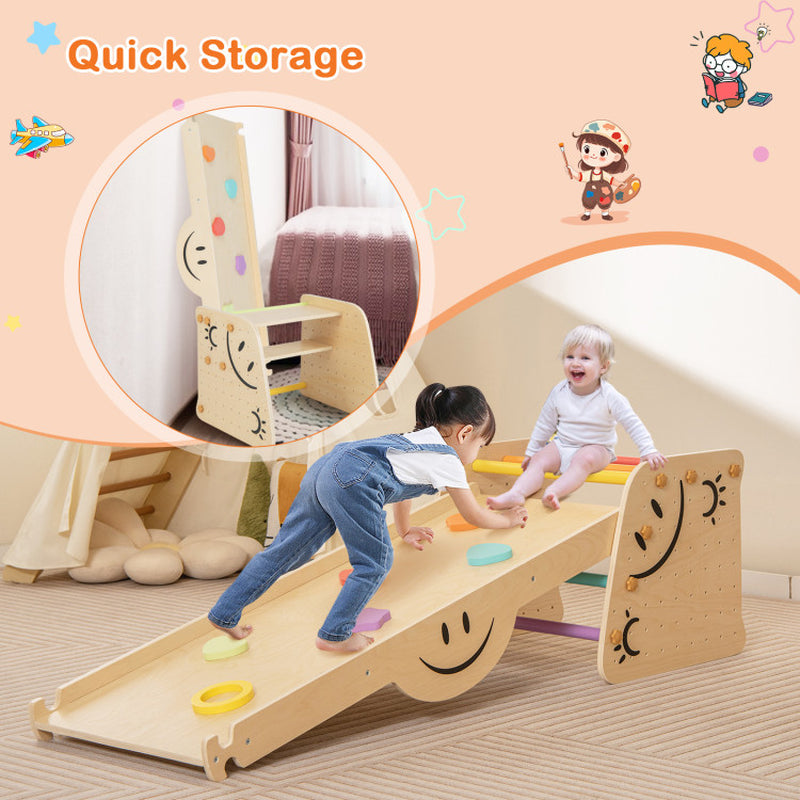 Wooden Climbing Toy Triangle Climber Set with Seesaw