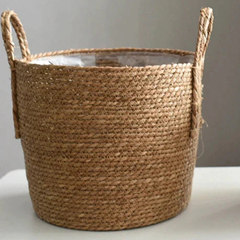 Plant Basket, Plant Baskets Indoor with Plastic Liner, Water Hyacinth Woven Planters Flower Basket, Planter Basket for Rustic Boho Home Farmhouse Floor Potted Pots Decor
