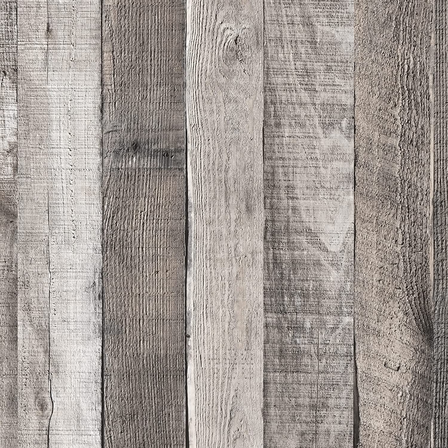 Peel and Stick Wallpaper Gray Wood Wallpaper Self Adhesive Wallpaper Craft, 17.71"X 118"