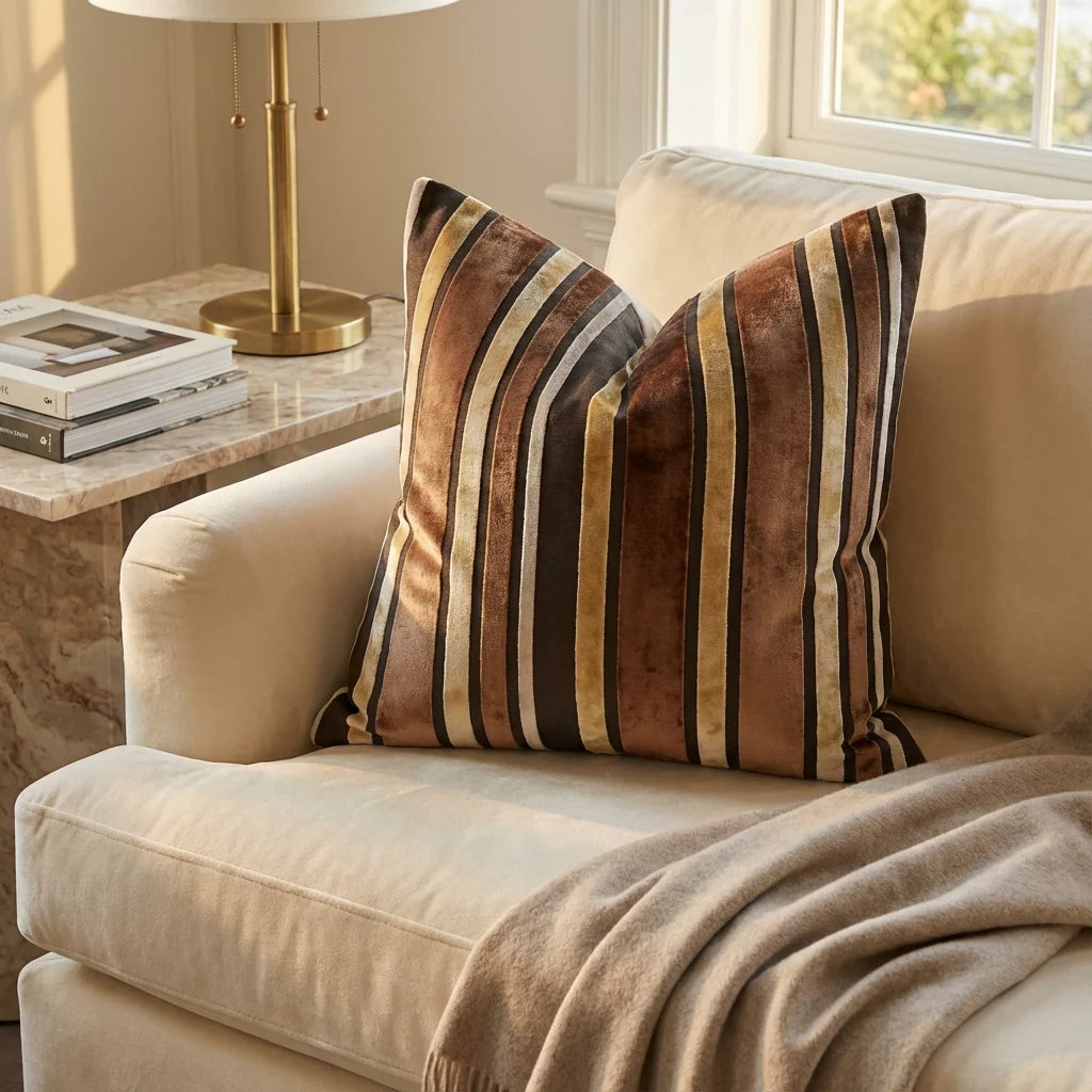 Graceful Bridge Yellow and Brown Luxury Throw Pillow