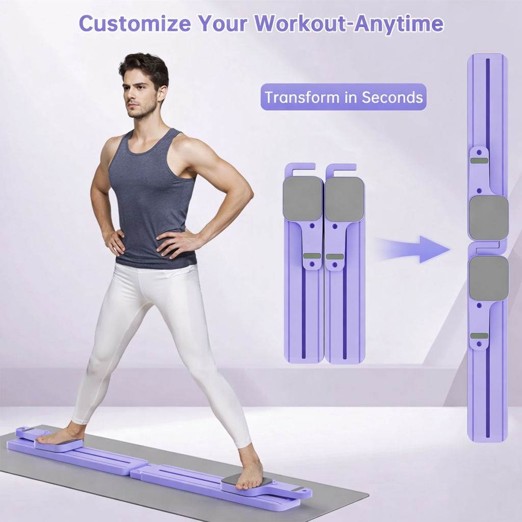 7-in-1 Foldable Pilates Reformer Board with Resistance Bands
