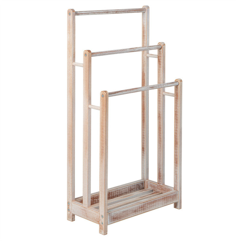 Freestanding Towel Rack 3-Bar Hand Towel Drying Stand with Bottom Storage Shelf